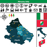 Abruzzo with regions, Italy