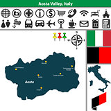 Aosta Valley with regions, Italy