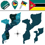 Map of Mozambique with Named Provinces
