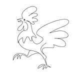 Rooster black line art sketch of cock