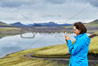 woman hiker photographer