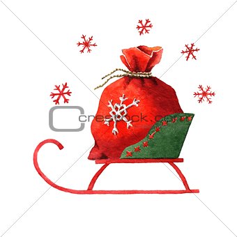 Santa's sack in a sleigh