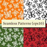 Beautiful seamless butterflies pattern set in different colors.