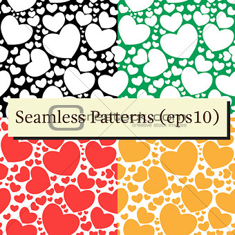 Seamless patterns set with hearts