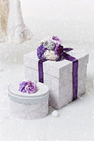Set of flower decorated present boxes