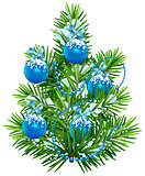Little Christmas tree with blue balls and garland