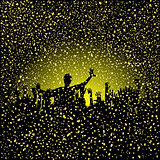 Confetti background with silhouettes of party people