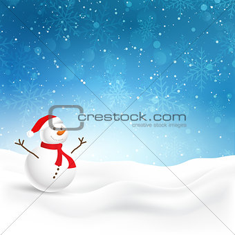 Christmas background with cute snowman