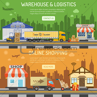 Warehouse logistics shopping banner