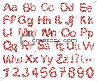 Christmas striped candy alphabet letters