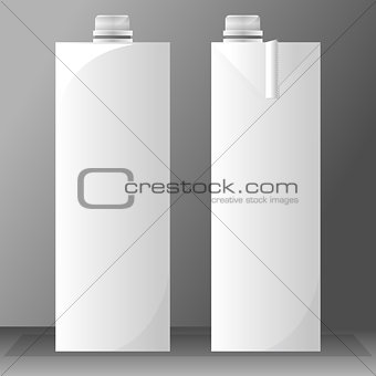 Vector set of white carton beverage pack for milk