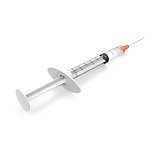 White orange Syringe isolated on white background with Needle at