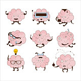 Brain Different Activities And Emotions Icon Set