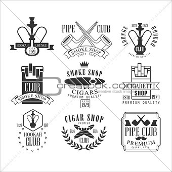 Smoke Shop Vintage Black And White Emblems.