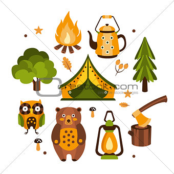 Camping Associated Symbols Illustration