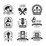 Karaoke Bar Black And White Label Set