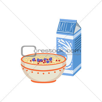 Milk And Porridge Breakfast Food  Drink Set