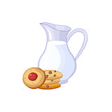 Milk And Cookies Breakfast Food Element Isolated Icon