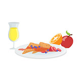 Sweet Crepes, Fruit And Juice Breakfast Food  Drink Set