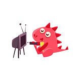 Red Dragon Watching TV Illustration