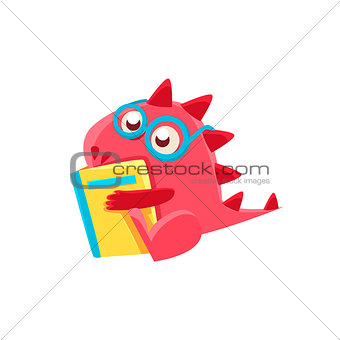 Red Dragon Reading A Book Illustration