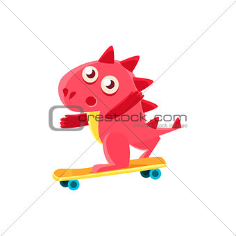 Red Dragon Skatebording Illustration