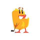 Duckling Playing Golf Cute Character Sticker