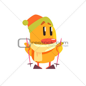 Duckling Skiing Cute Character Sticker