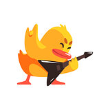 Duckling Playing Electro Guitar Cute Character Sticker