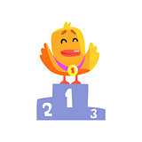 Duckling Champion Cute Character Sticker