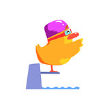Duckling Jumping In Pool Cute Character Sticker