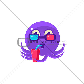 Funny Octopus In Cinema Emoji