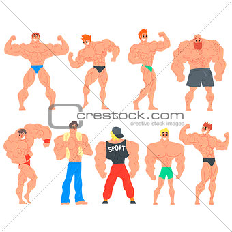 Muscly Bodybuilders Funny Characters Set