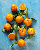 Natural organic tangerine. Ripe orange fruits mandarins.