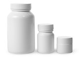 Plastic jars of different sizes for medicines