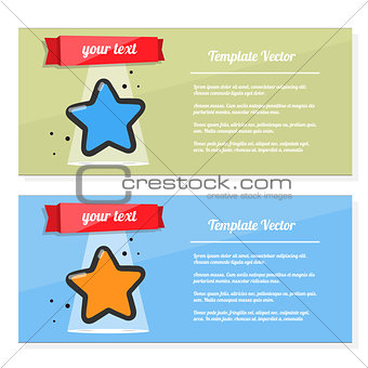 Booklet vector, flyer set with image of a star. Template award, certificate, prize or postcard.