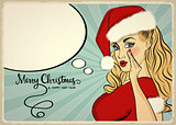 Customizable beautiful retro Christmas card with sexy pin up San