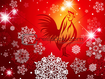 2017 New Year Christmas Red Fire Rooster Background