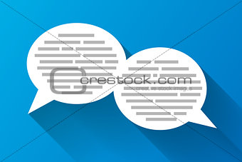 White speech bubbles with grey abstract text