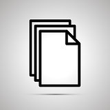 Simple black icon of pile documents on light background