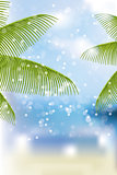 Beach background with palm branches
