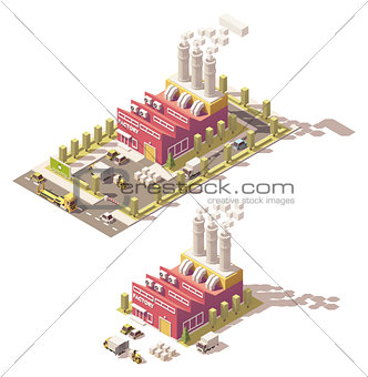 Vector isometric low poly factory