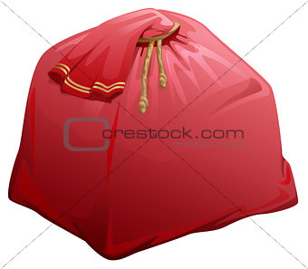 Red full bag with gifts of Santa Claus