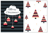 Collection of 2 Christmas card templates. Christmas Posters set. Vector illustration. New Year collection. Greeting seasonal for scrapbooking and invitations.