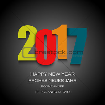 New Year card with colored numbers on dark background
