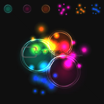 Abstract vector blurred colorful intersecting circles.