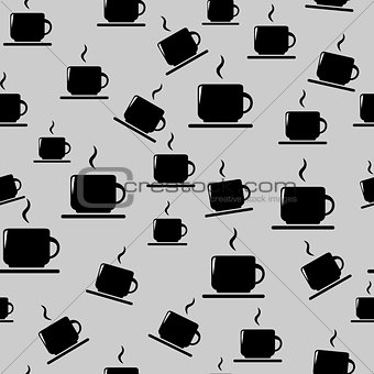 Tea or coffee cups on gray background