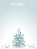 Happy holidays blue background with Christmas tree