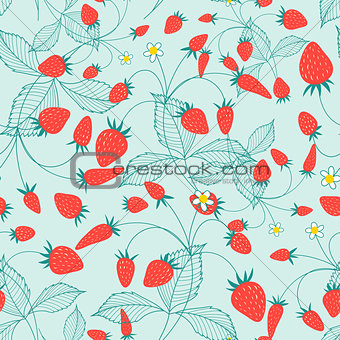 Seamless pattern of ripe strawberries