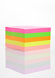 Blank different colors sticky note paper on white